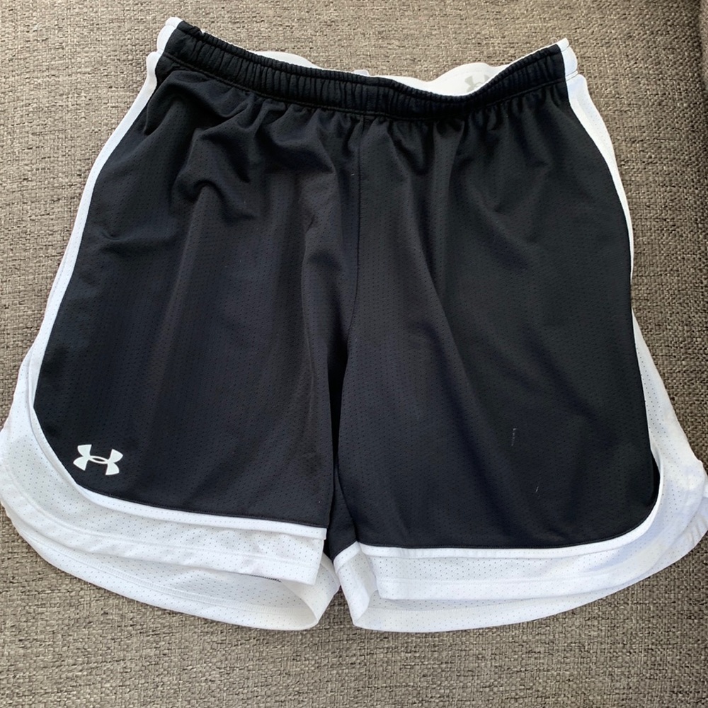 Under Armour Baseline Basketball Shorts Size Small S Black White HeatGear Mesh